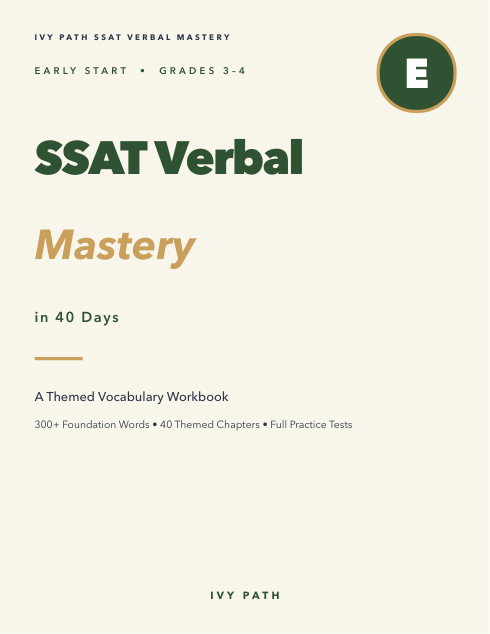 SSAT Verbal Mastery, Elementary Level