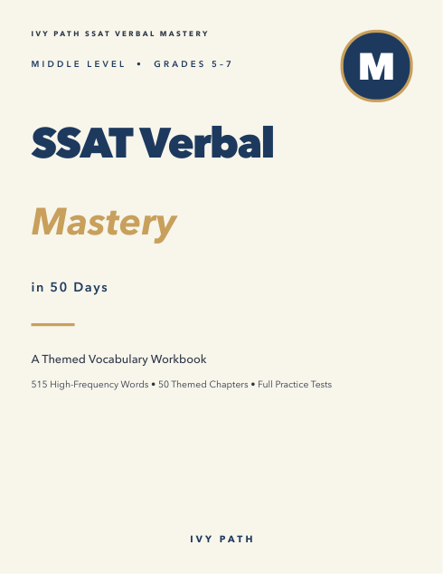 SSAT Verbal Mastery, Middle Level